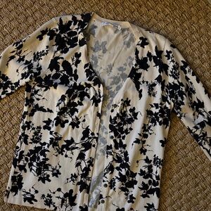 Mercer Street Studio Cream and Black Floral Cardigan